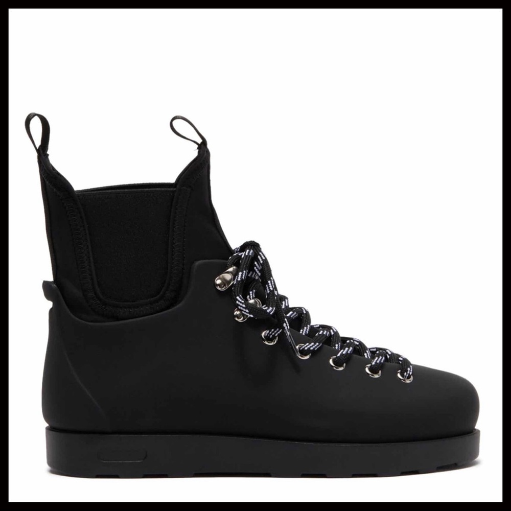 JEFFREY CAMPBELL ANKLE BOOTS LACE UP WATERPROOF BLACK BOOTIES A2C - Picture 3 of 12